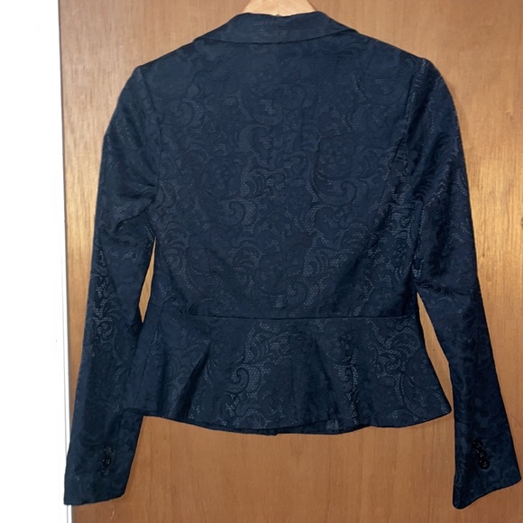 •APT 9•BLACK CROCHET LACE PATTERNED BLAZER SIZE 6 - Picture 2 of 9